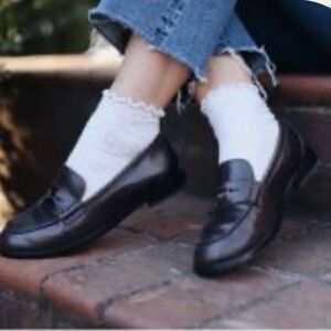 SAS Tripad Comfort Black Leather Wedge Heel Loafer Moccasin Shoes Sz 8